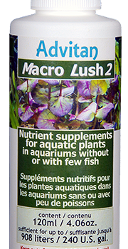 Advitan Macro Lush 2, nutrient supplements for aquatic plants, in aquariums with or without fish, with few fish, plant food, water plant food, Surface to Air Ratio, Symbiotic, Tategoi, Taxa, Taxonomy, Trace elements, Turbidity: